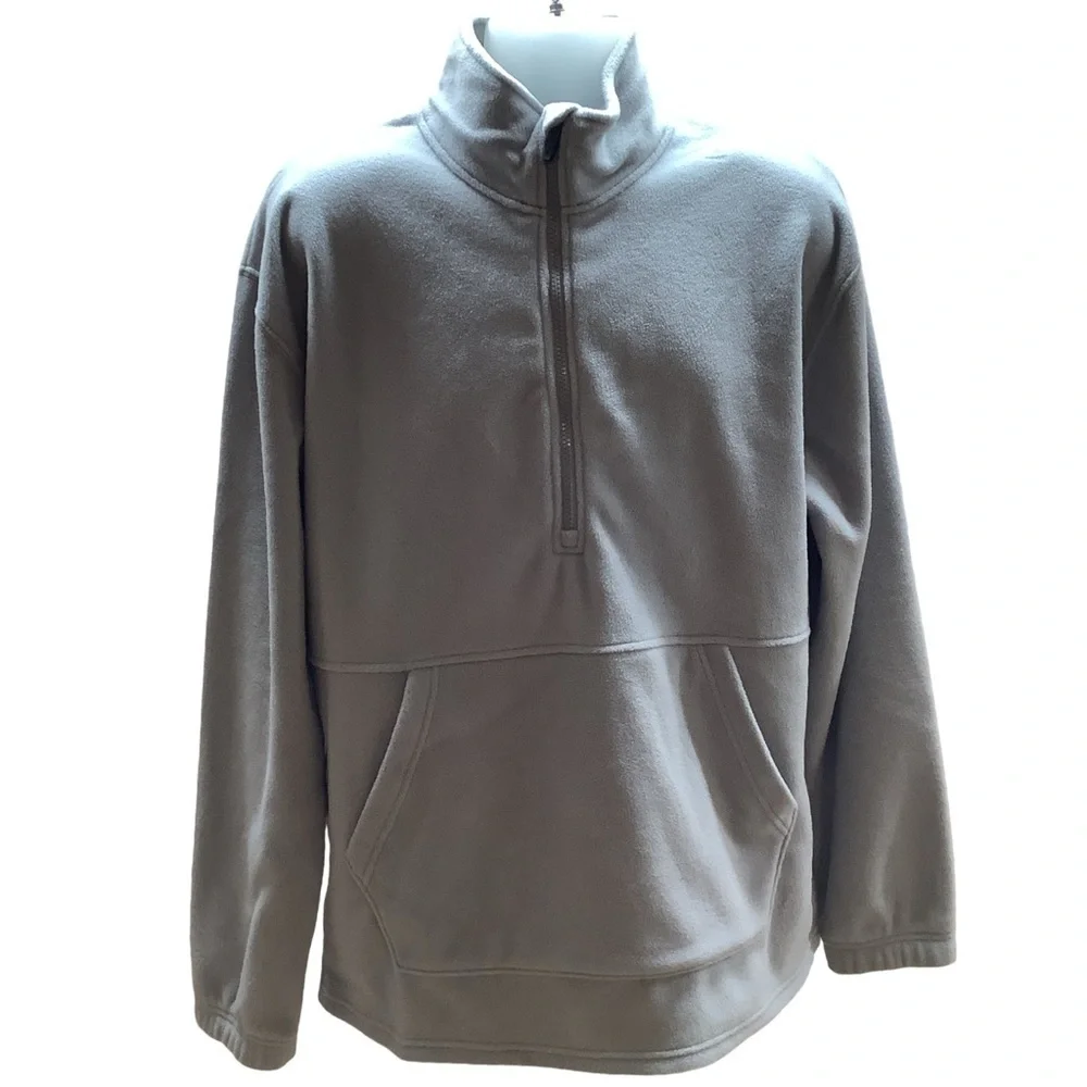 Xersion Size LT Light Gray Fleece Quarter-Zip Pullover with Front Sleeves. New